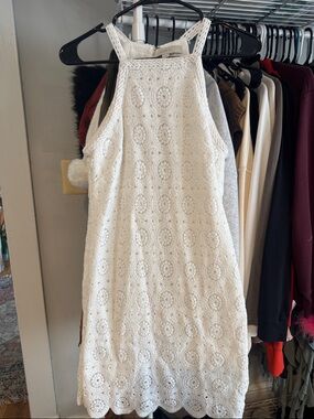 LOFT Cream Crochet Halter Mini Dress